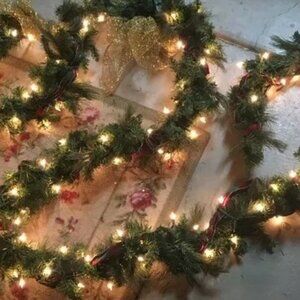 9-Foot Pine Christmas Garland with Clear Lights  FREE SHIP